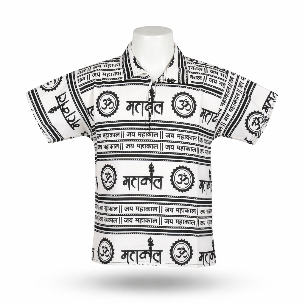 Kids | 'Om' printed Cotton Kurta | half sleeve | religious motifs