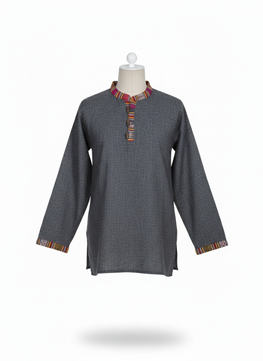 Unisex | Himalayan Patti Khadi Kurta | full sleeve | waist length | plain