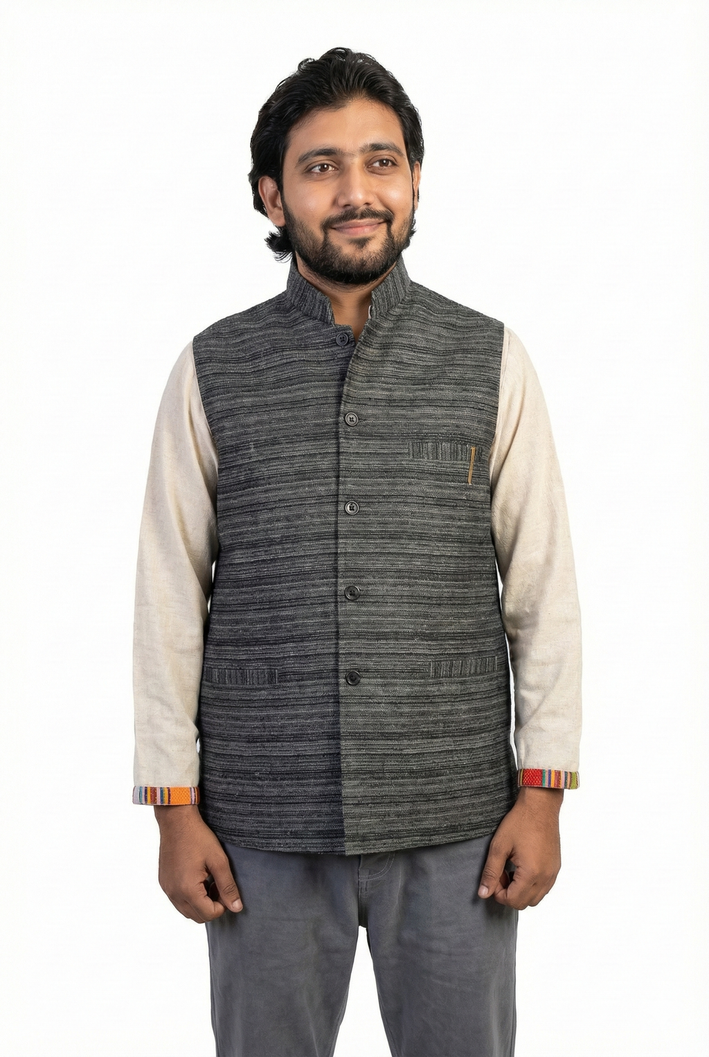 Men | Traditional Himachali Woolen Waistcoat | Modi Vest | Nehru Jacket | textured