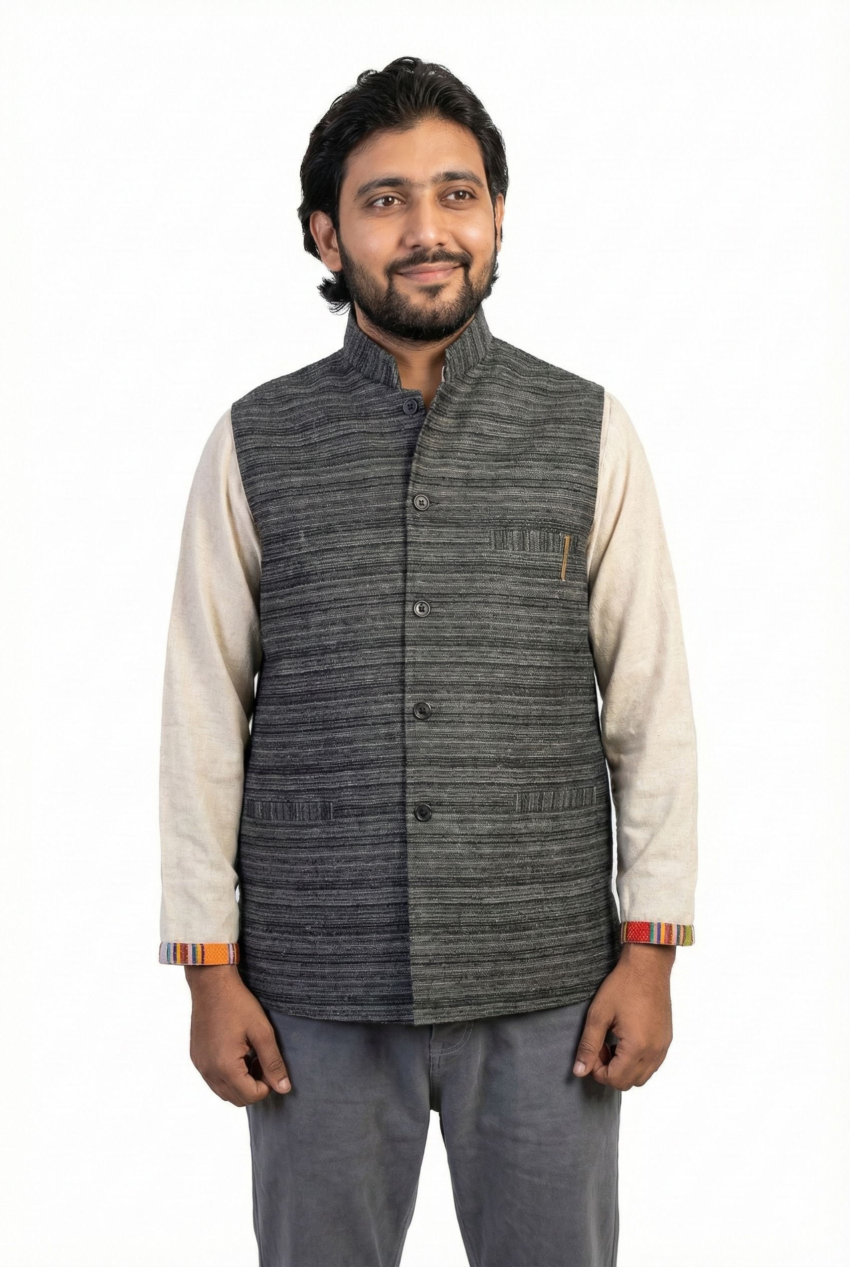Men | Traditional Himachali Woolen Waistcoat | Modi Vest | Nehru Jacket | textured
