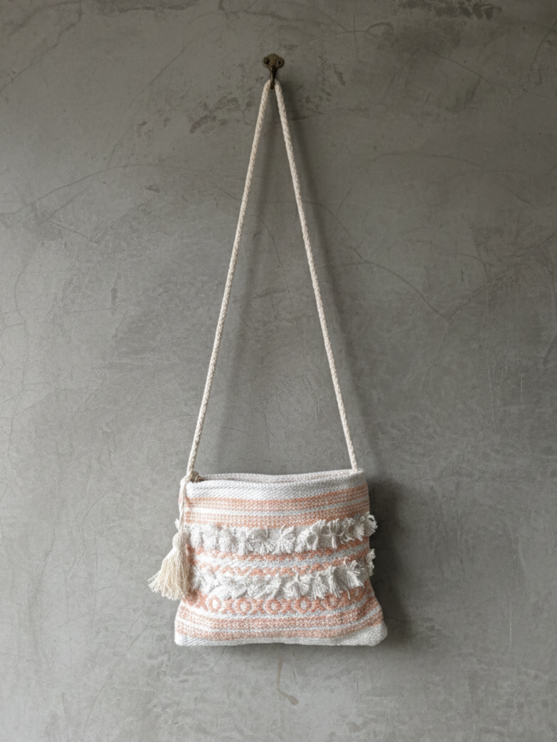 Cotton Handloomed Shopping Sling Bag | assorted multicoloured & Textured pattern | women