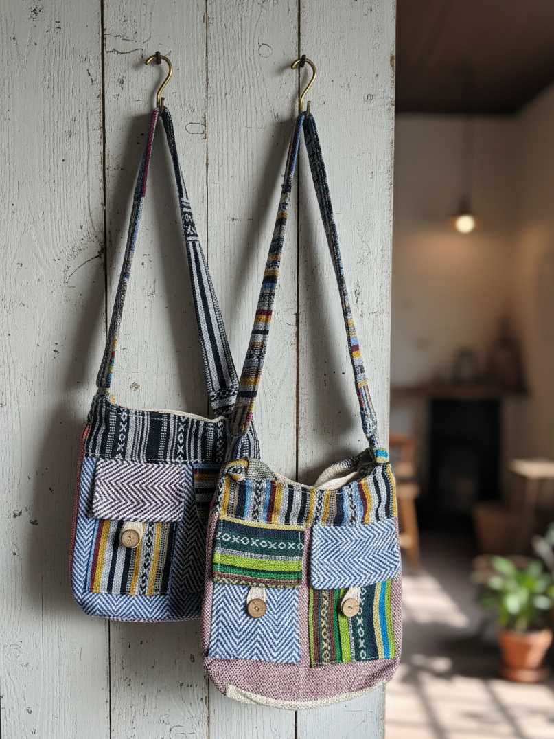 Cotton Jhola/ Bag | assorted multicoloured & Textured pattern | shoulder strap | unisex