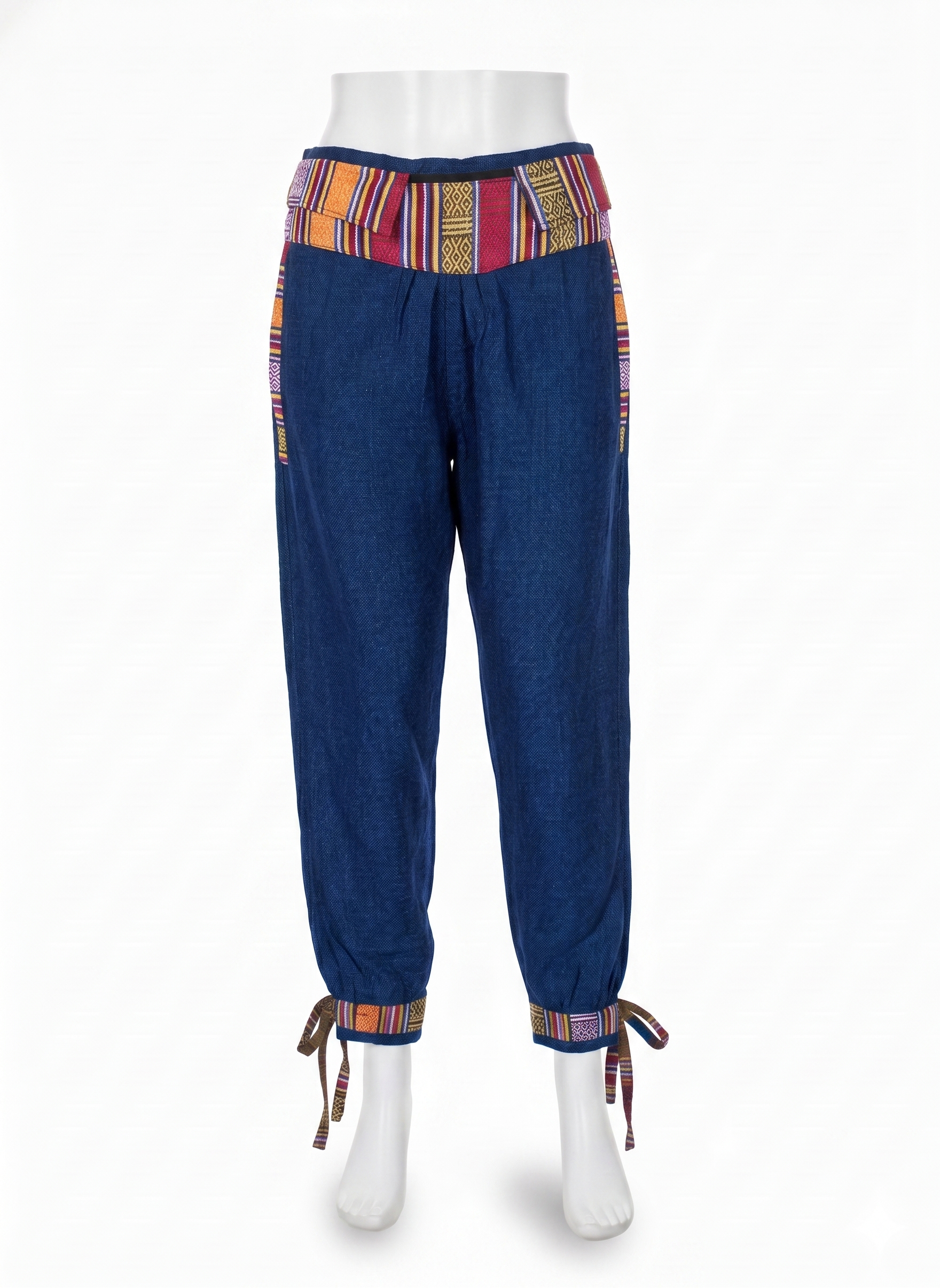 Unisex | Himalayan Patti Khadi Bottom Tie Pant | Bhutani/ Nepali trim | zipped money belt