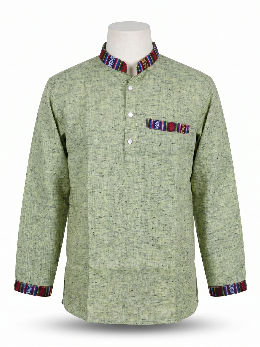 Men | Himalayan Patti Putki- Cotton Short Ethnic Kurta | full sleeve | chest and side pockets | textured pattern
