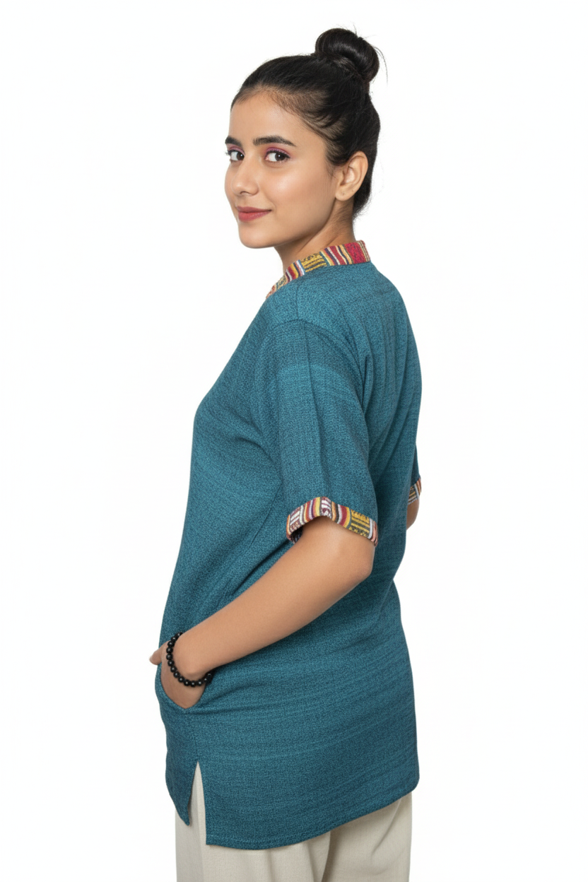 Unisex | Himalayan Patti Khadi Kurta | half sleeve | waist length | plain