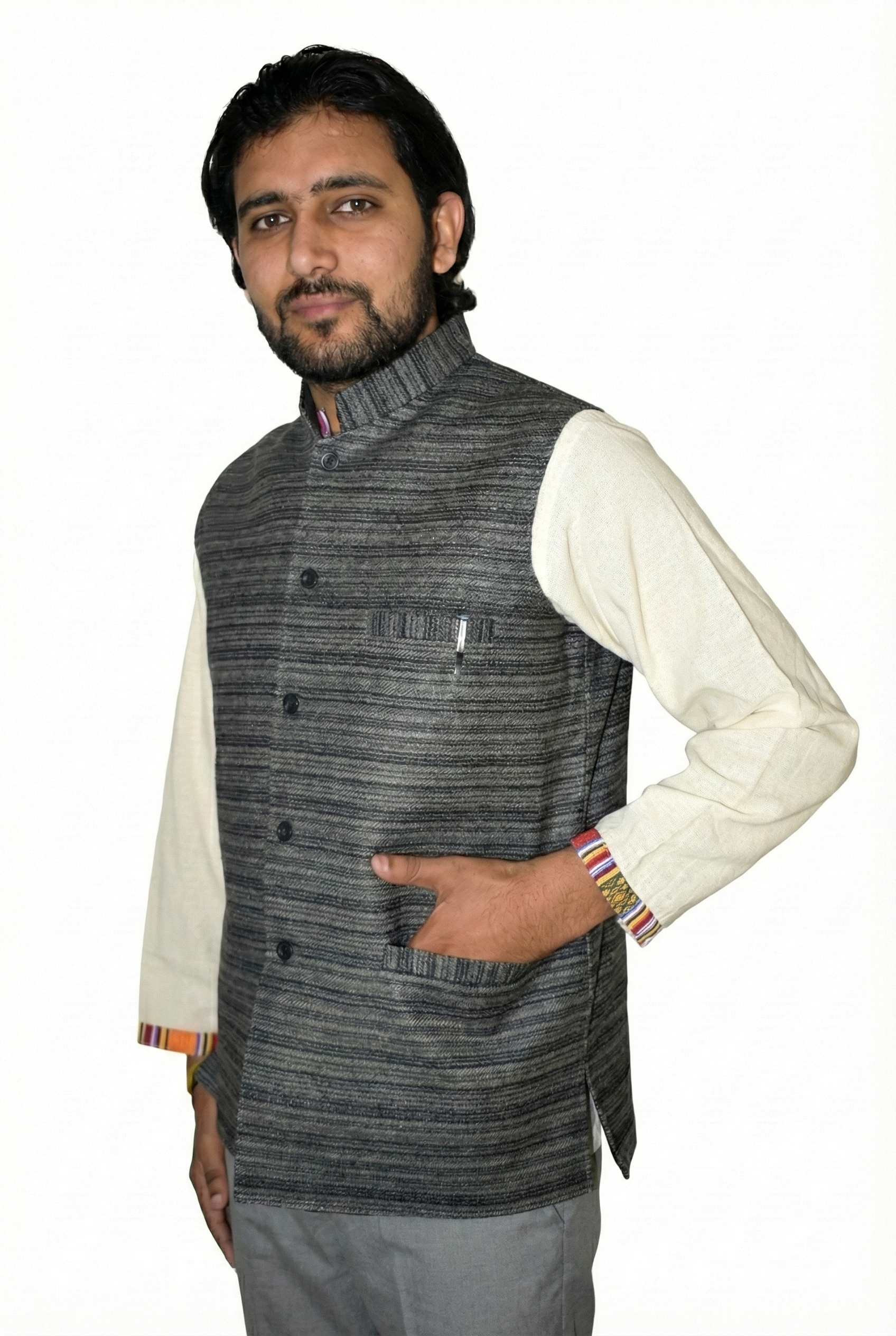Men | Traditional Himachali Woolen Waistcoat | Modi Vest | Nehru Jacket | textured