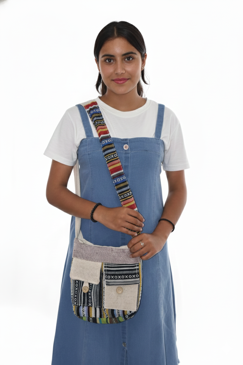 Cotton Jhola/ Bag | assorted multicoloured & Textured pattern | shoulder strap | unisex