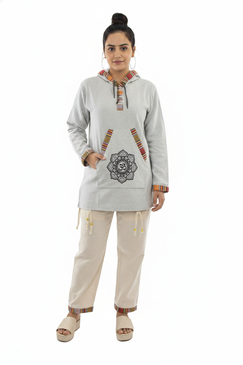 Unisex | Himalayan Patti Khadi Hoodie | kangaroo pocket | block print