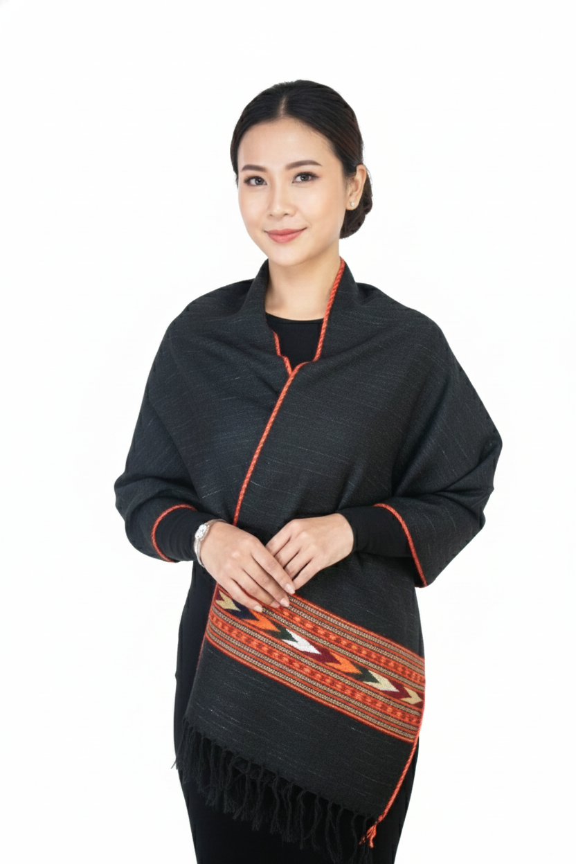 Women | Traditional Kullu Patti Pure Woolen Stole | GI Tagged | Kattu Design with Doru | handloomed