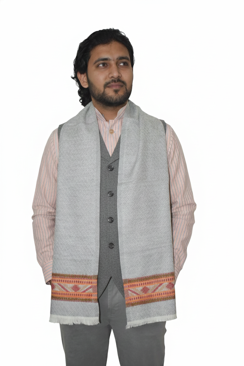Men | Traditional Handspun Woolen Muffler | Himachali Kullu Patti design