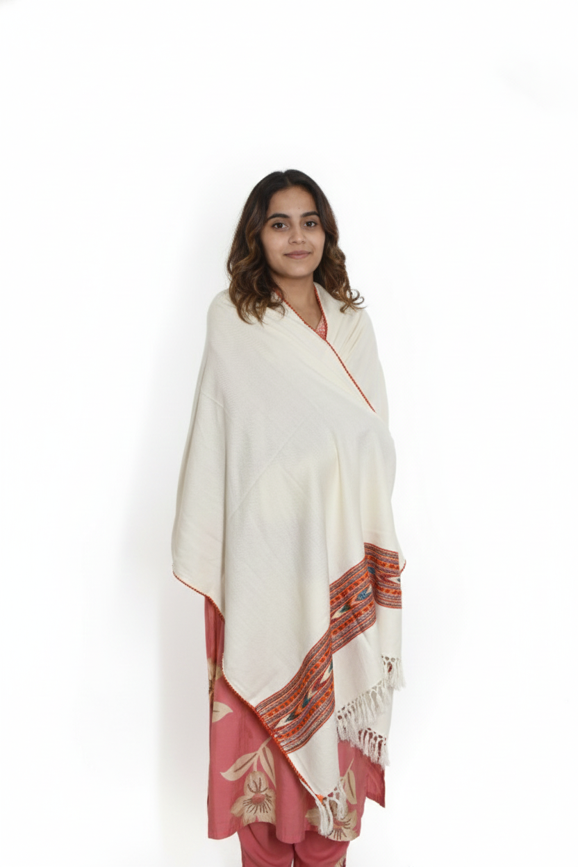 Women | Traditional Kullu Patti Pure Woolen Stole | GI Tagged | Kattu Design with Doru | handloomed