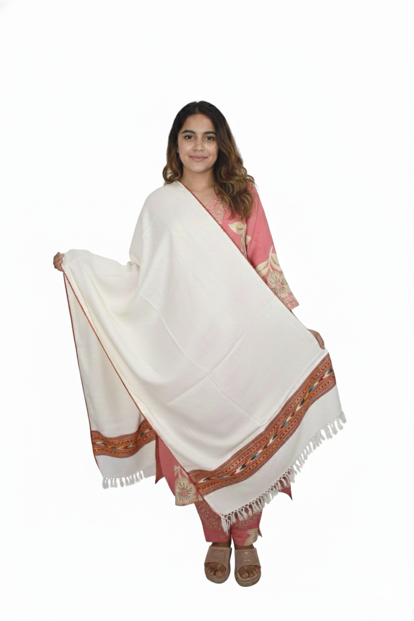 Women | Traditional Kullu Patti Pure Woolen Stole | GI Tagged | Kattu Design with Doru | handloomed