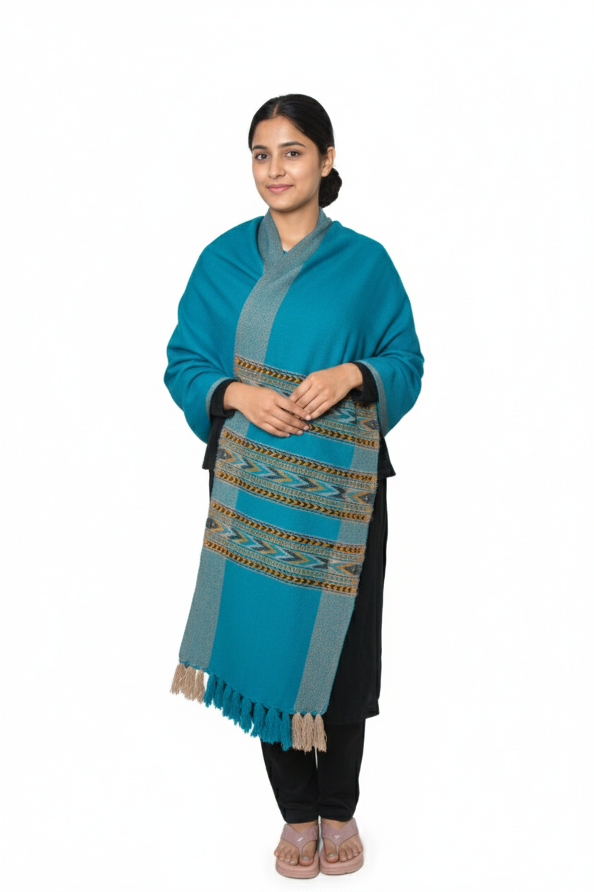 Women | Traditional Kullu Woolen Shawl | GI Tagged | 3-Patti Design | handloom