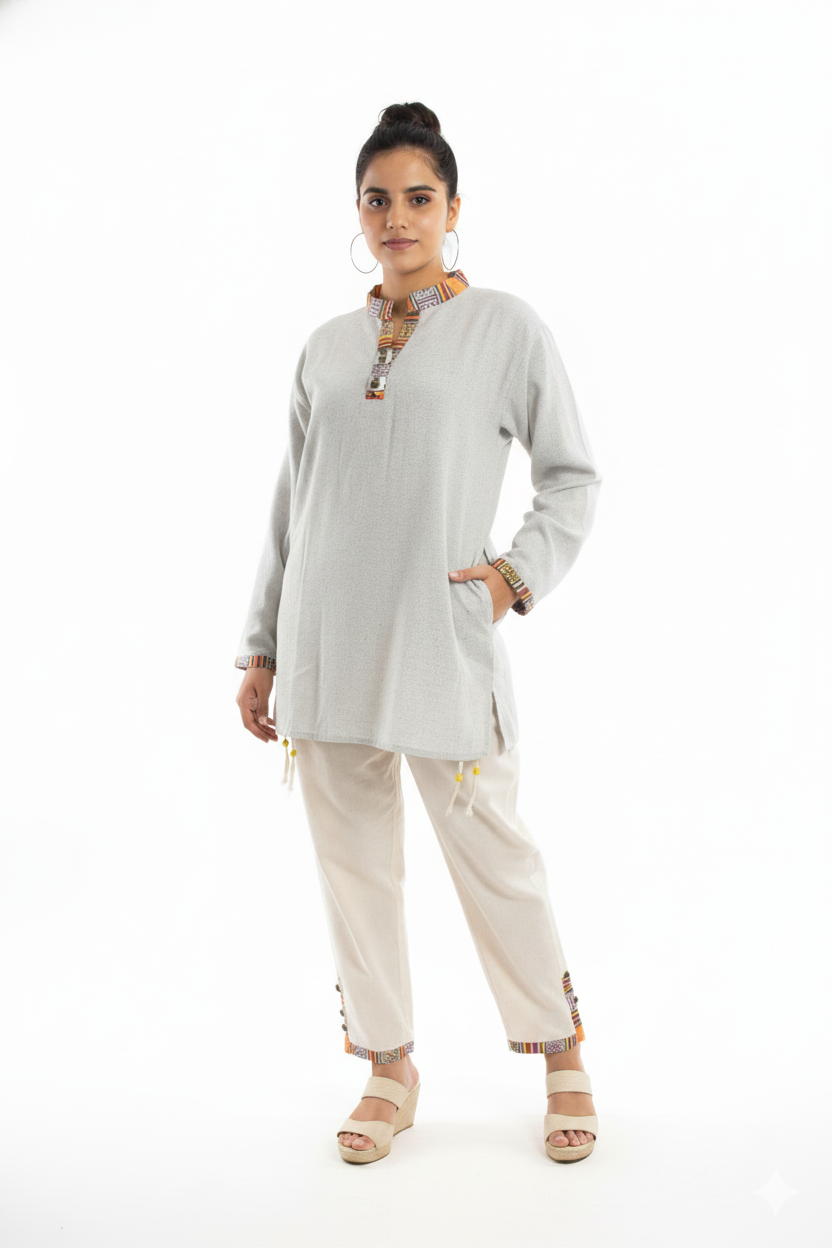 Unisex | Himalayan Patti Khadi Kurta | full sleeve | waist length | plain