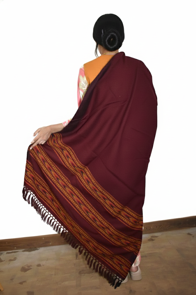 Women | Traditional Kullu Woolen Shawl | GI Tagged | 3-Patti Design | handloom