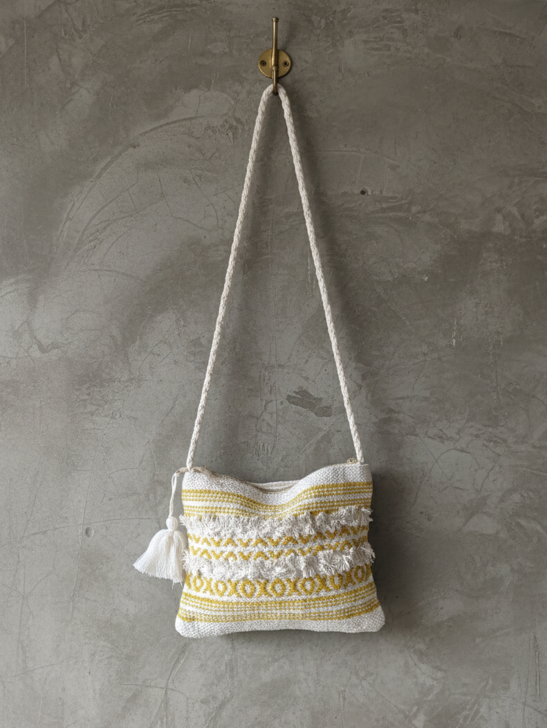 Cotton Handloomed Shopping Sling Bag | assorted multicoloured & Textured pattern | women