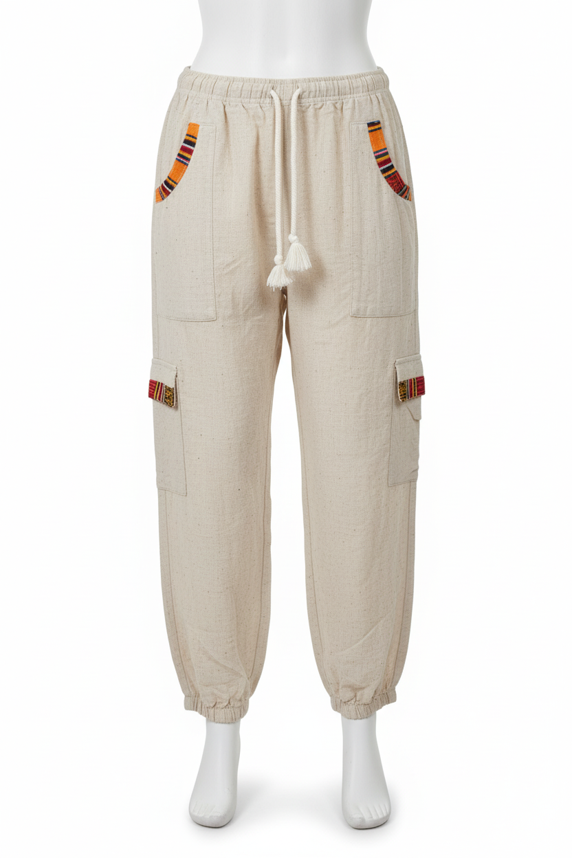 Unisex | Himalayan Patti Khadi Cotton Cargo Pant | side pockets | plain
