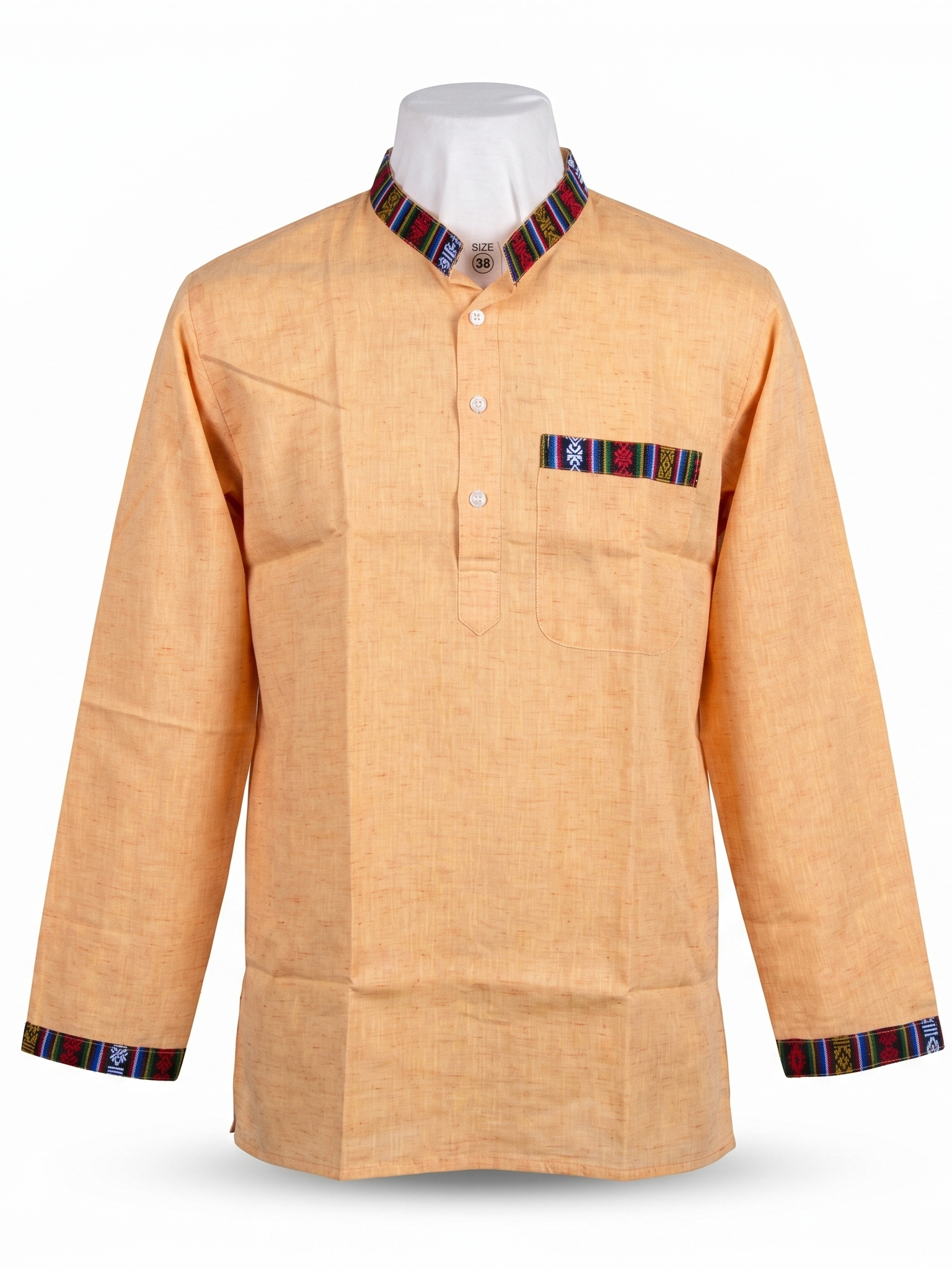 Men | Himalayan Patti Putki- Cotton Short Ethnic Kurta | full sleeve | chest and side pockets | textured pattern