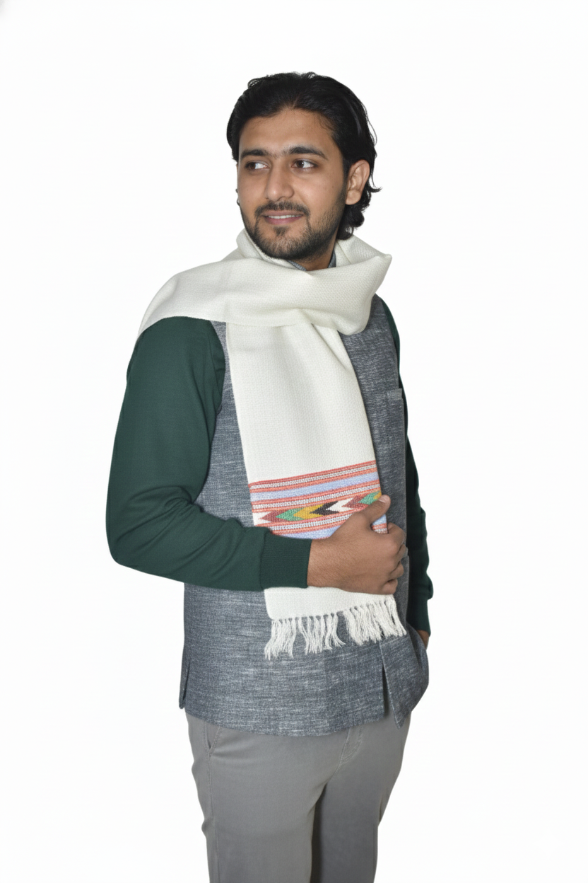 Men | Traditional Machine loomed Woolen Muffler | Himachali Kullu Patti design