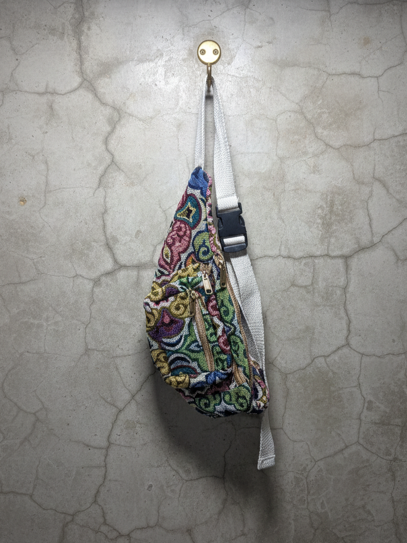 Cotton Waist Bag/ Fanny Pack| assorted multicoloured & textured Belgium pattern | men