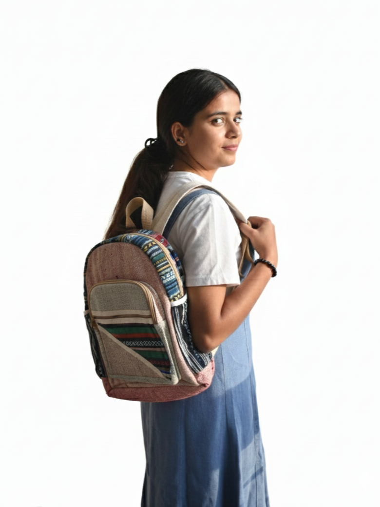 Cotton Bag Pack | assorted multicoloured & textured pattern | medium size | unisex