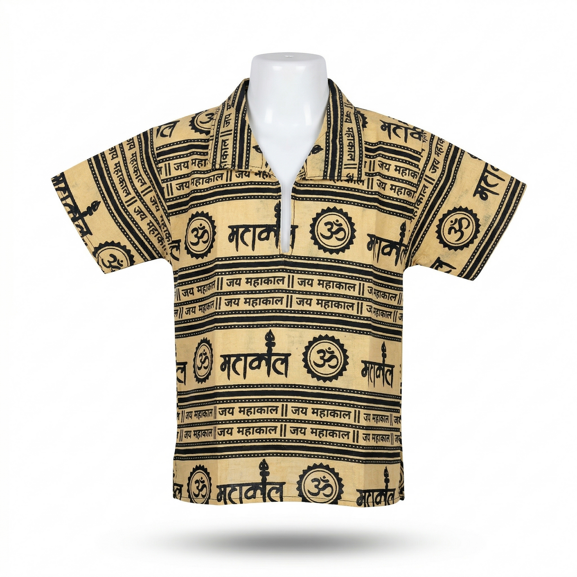 Kids | 'Om' printed Cotton Kurta | half sleeve | religious motifs