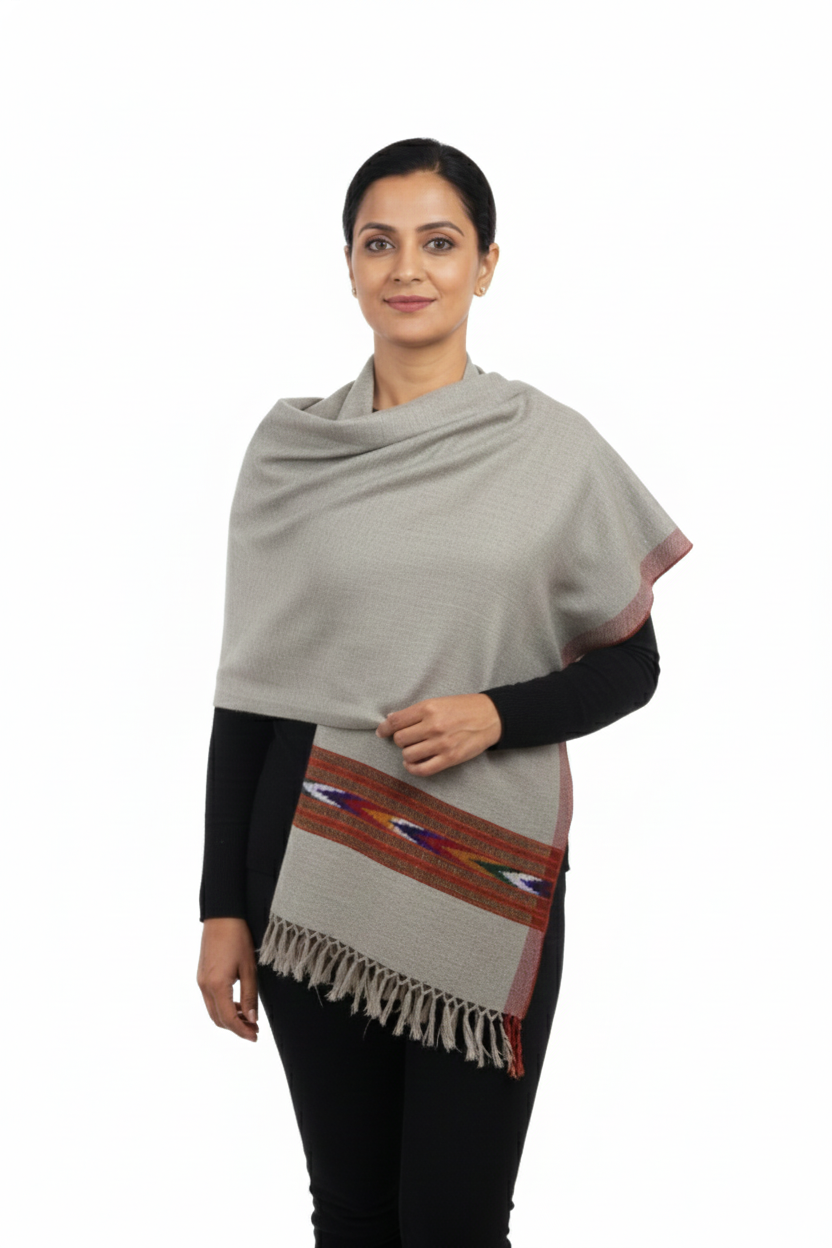 Women | Traditional Kullu Patti Pure Woolen Stole | GI Tagged | Kattu Design with Doru | handloomed