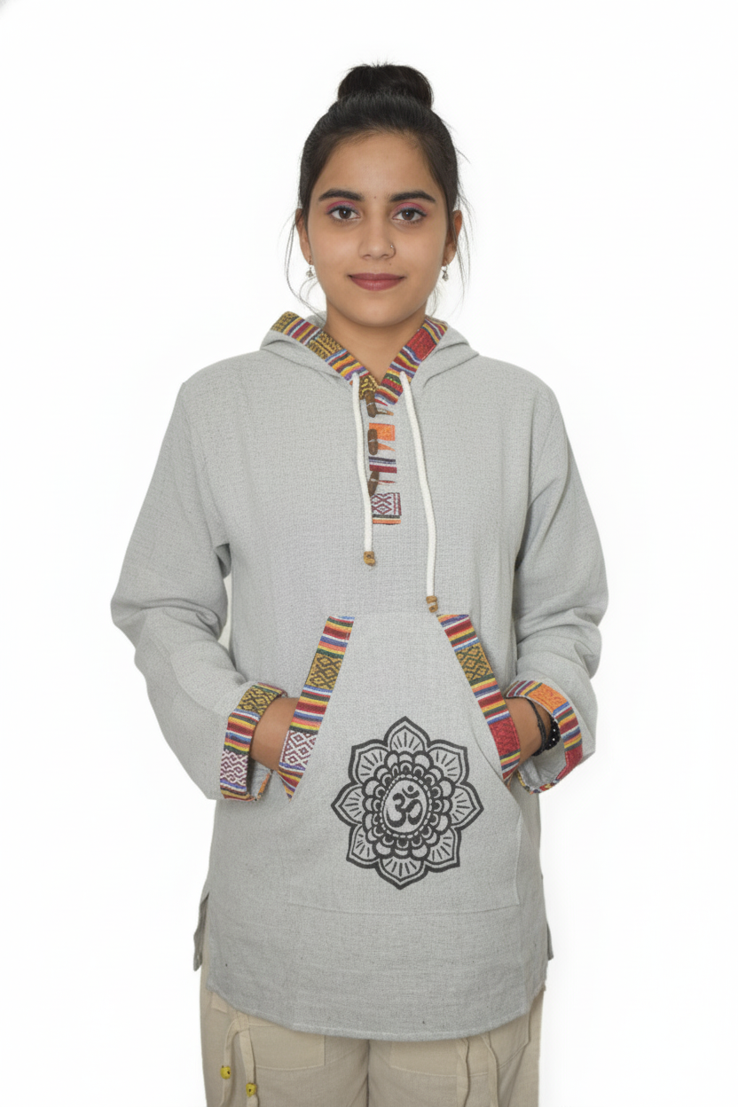 Unisex | Himalayan Patti Khadi Hoodie | kangaroo pocket | block print