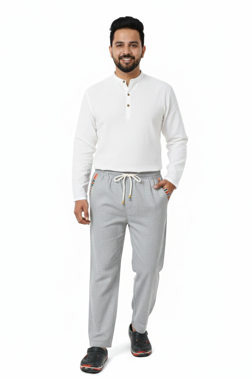 Unisex | Himalayan Patti Khadi Casual Pants | side pocket | plain