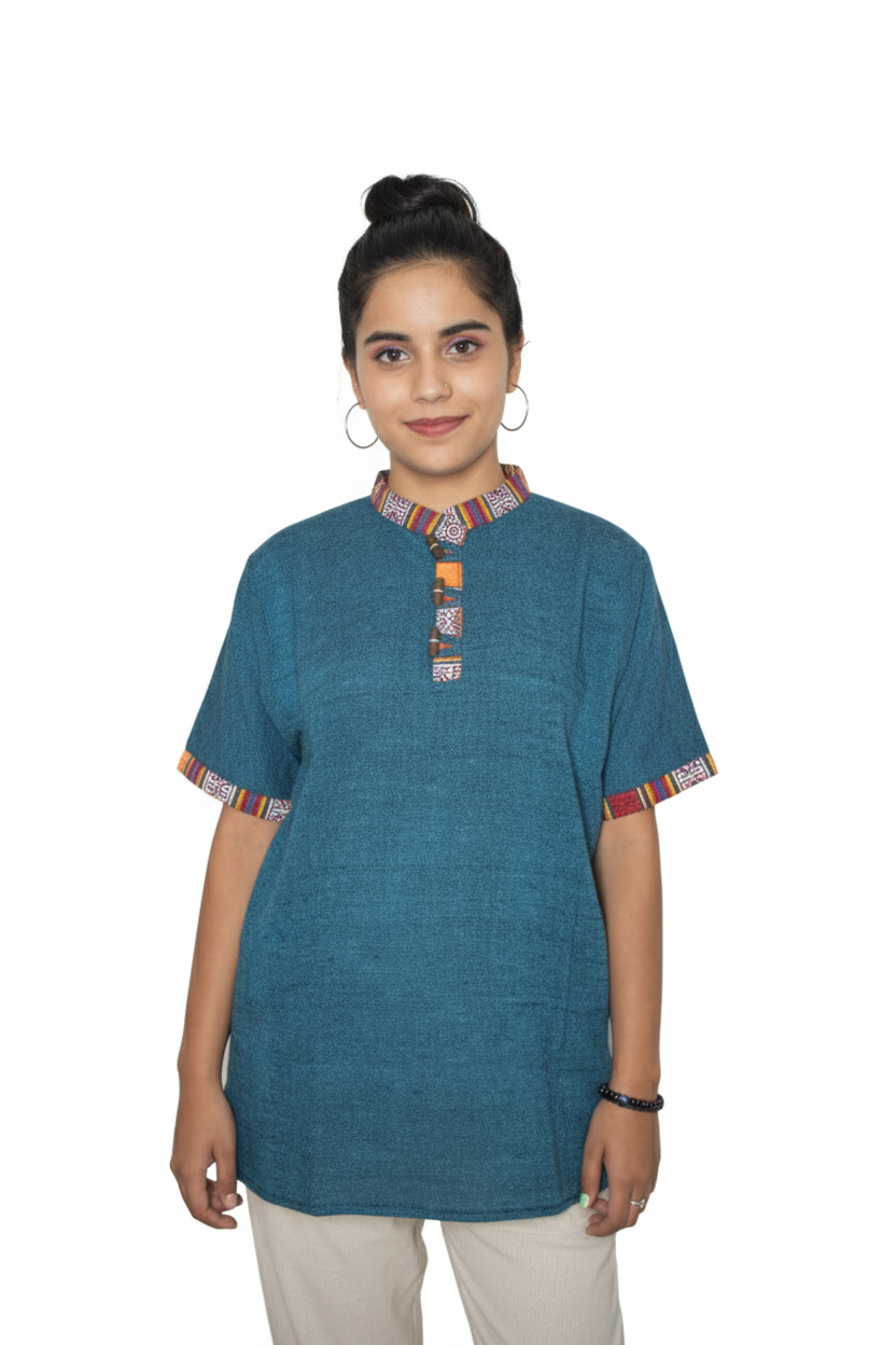 Unisex | Himalayan Patti Khadi Kurta | half sleeve | waist length | plain
