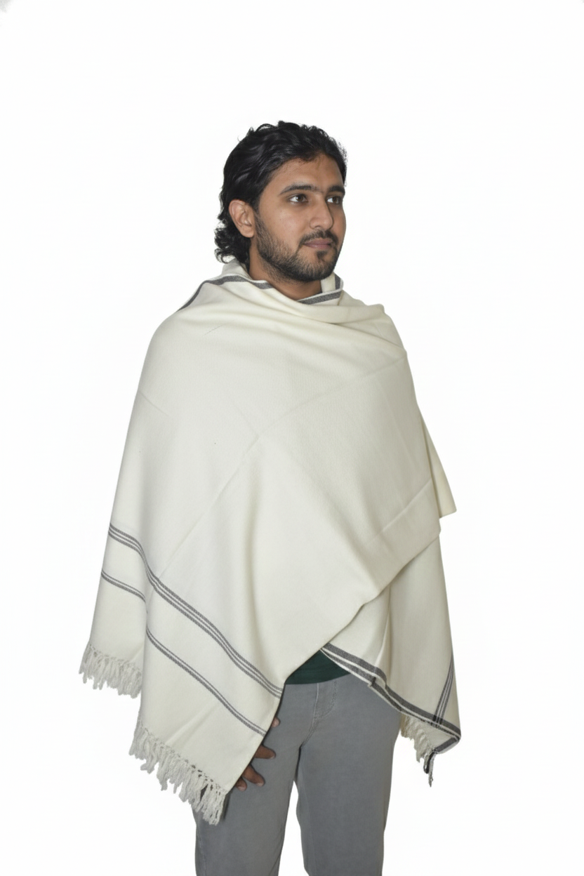 Men | Traditional Kullu Shawl (Loi) | Mixed wool | solid design