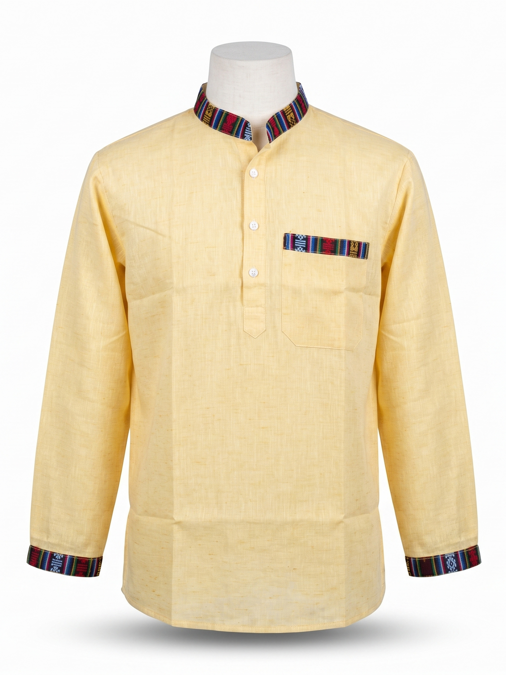 Men | Himalayan Patti Putki- Cotton Short Ethnic Kurta | full sleeve | chest and side pockets | textured pattern