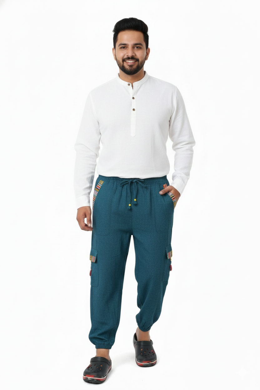 Unisex | Himalayan Patti Khadi Cotton Cargo Pant | side pockets | plain