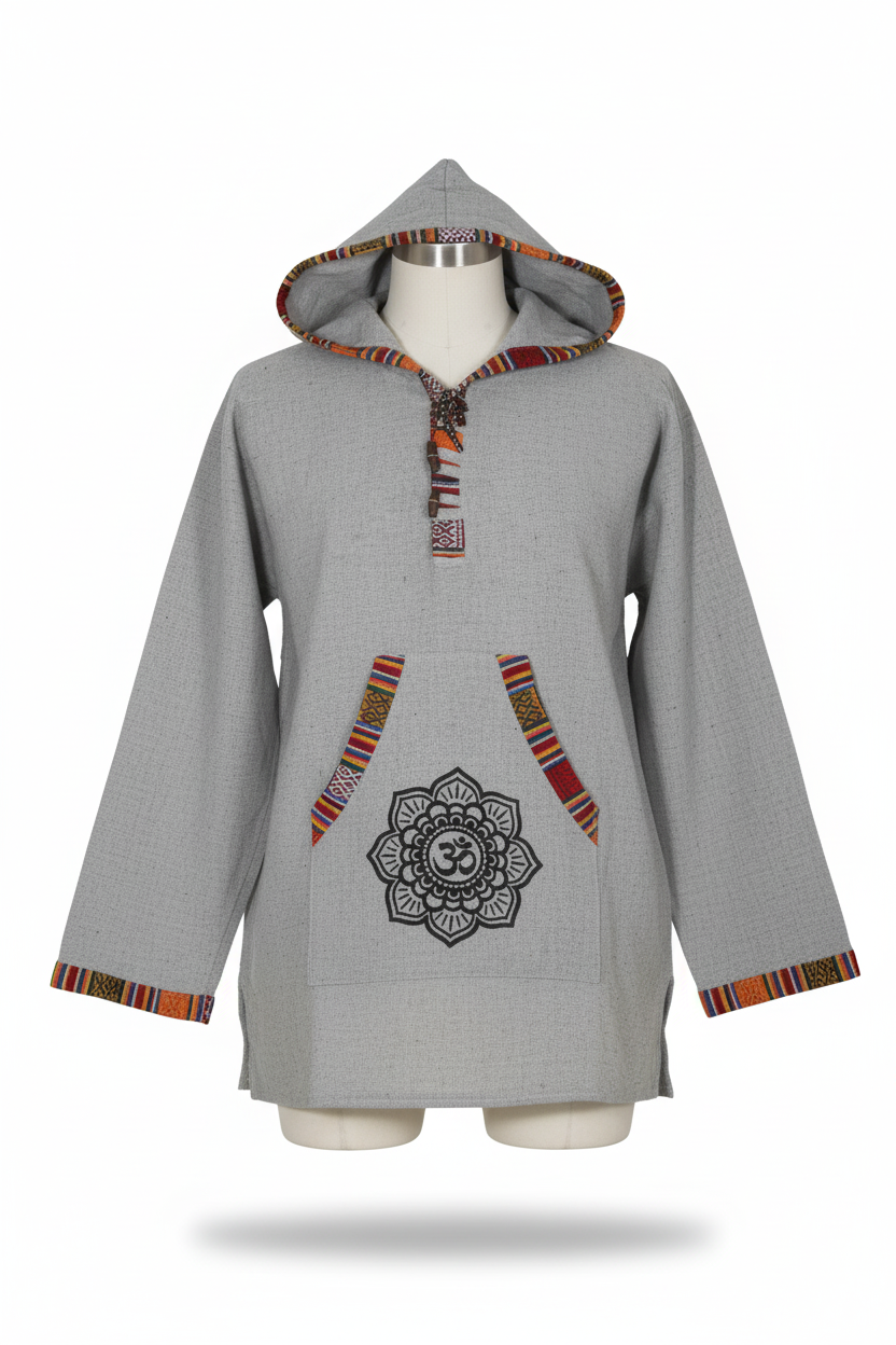 Unisex | Himalayan Patti Khadi Hoodie | kangaroo pocket | block print