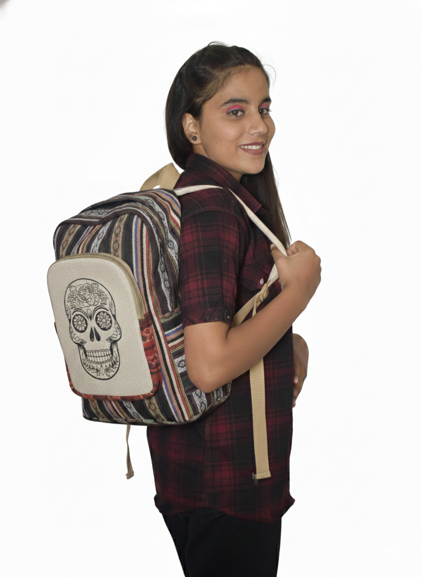 Block-printed Cotton Bag Pack | assorted multicoloured & textured pattern | medium size | unisex