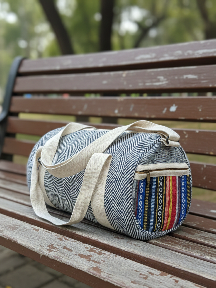 Cotton Duffle Bag | assorted multicoloured & textured pattern | multi-utility design| unisex