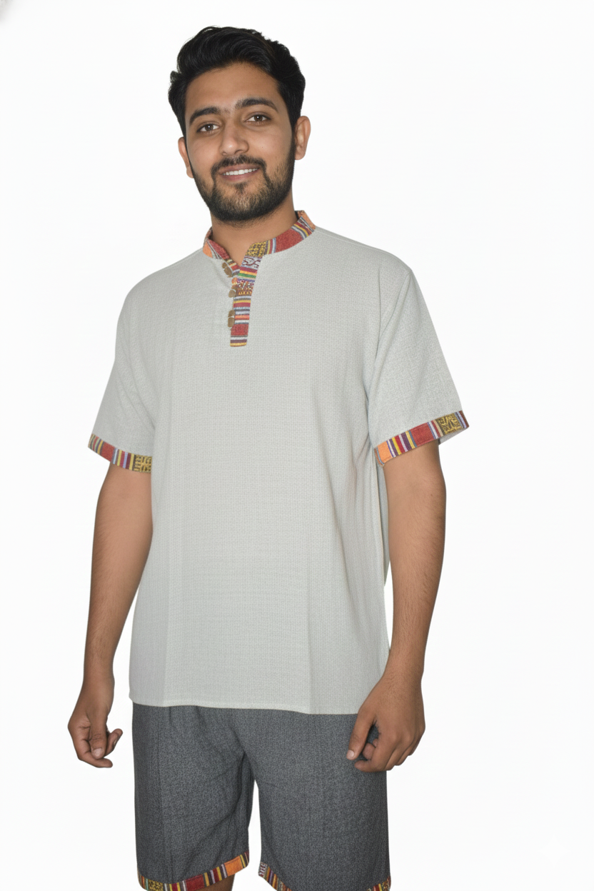 Unisex | Himalayan Patti Khadi Kurta | half sleeve | waist length | plain