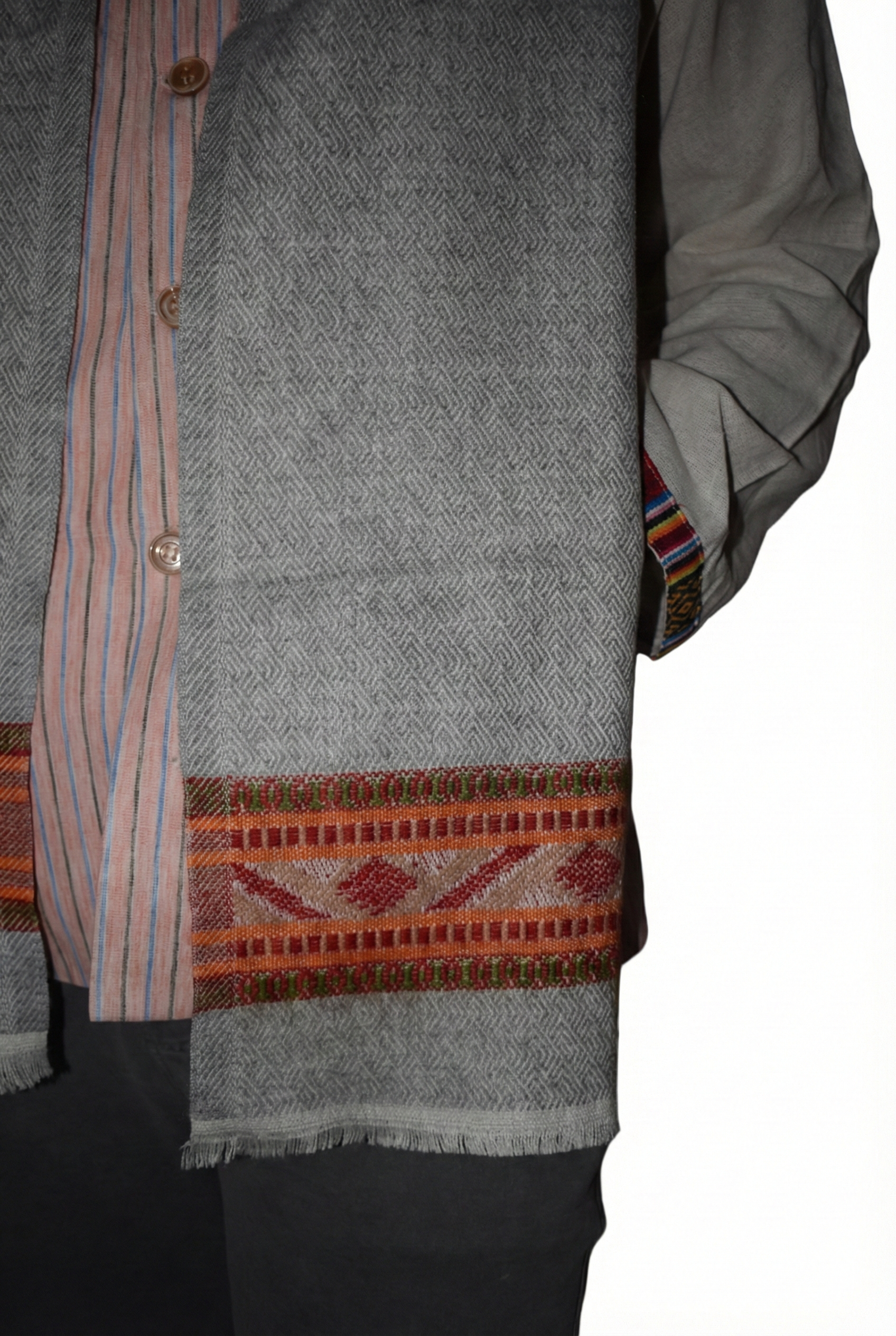 Men | Traditional Handspun Woolen Muffler | Himachali Kullu Patti design