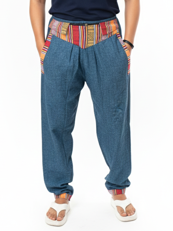 Unisex | Himalayan Patti Khadi Bottom Tie Pant | Bhutani/ Nepali trim | zipped money belt