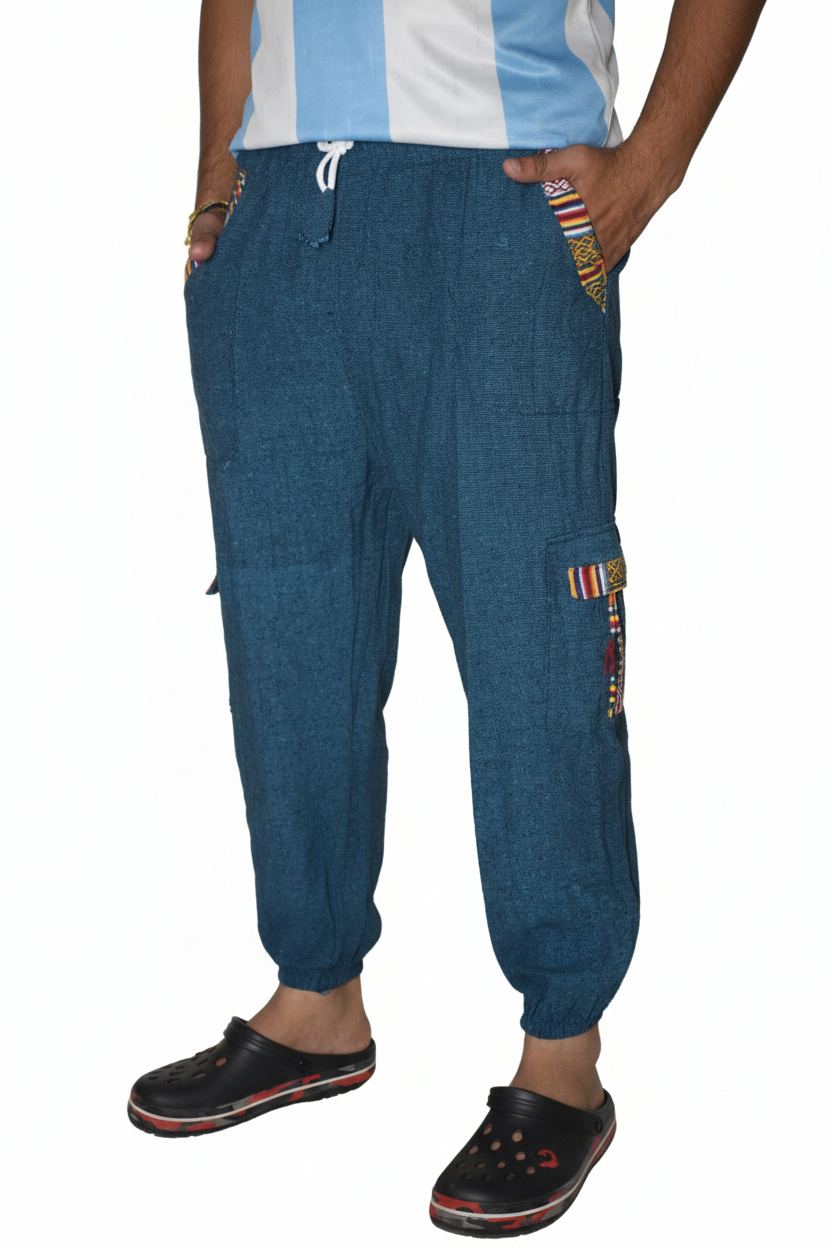 Unisex | Himalayan Patti Khadi Cotton Cargo Pant | side pockets | plain