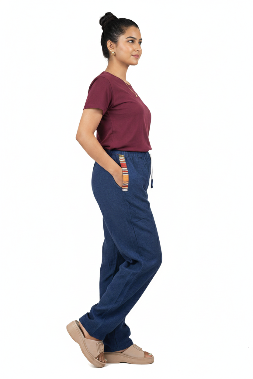 Unisex | Himalayan Patti Khadi Casual Pants | side pocket | plain