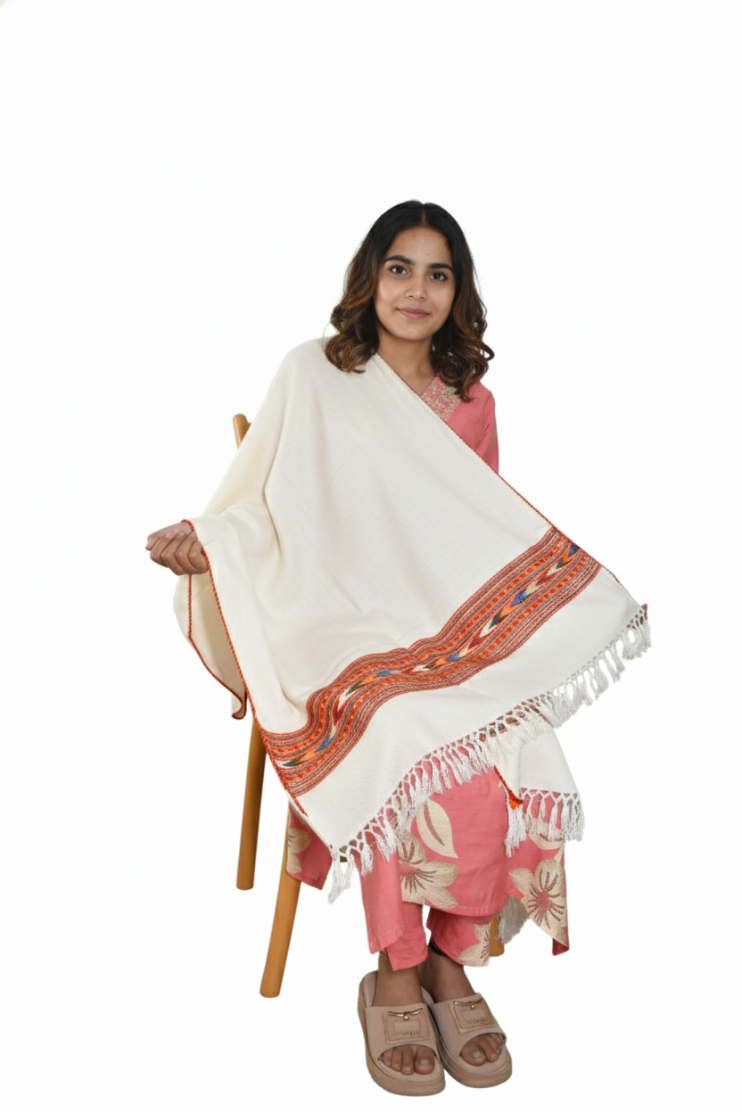 Women | Traditional Kullu Patti Pure Woolen Stole | GI Tagged | Kattu Design with Doru | handloomed