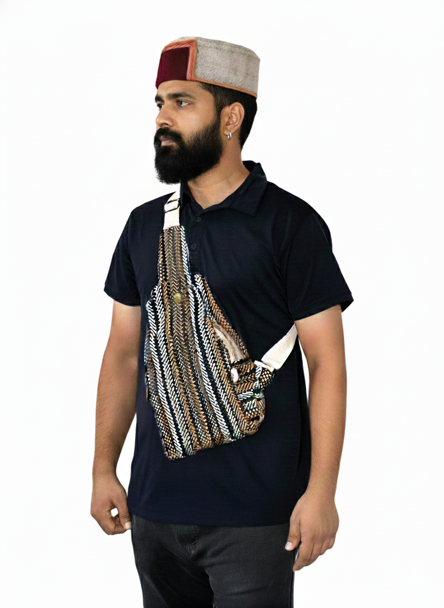Cotton Chest Bag | assorted multicoloured & Textured pattern | crossbody sling | men