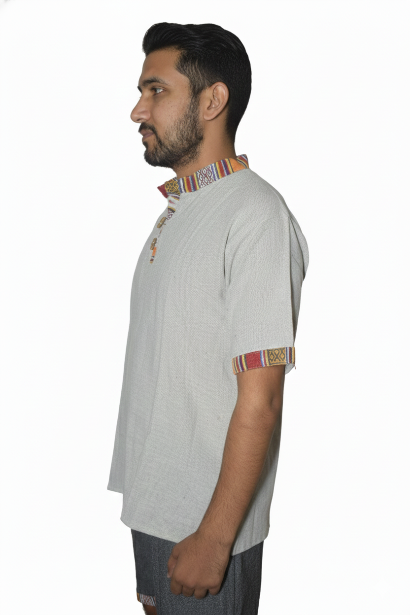 Unisex | Himalayan Patti Khadi Kurta | half sleeve | waist length | plain