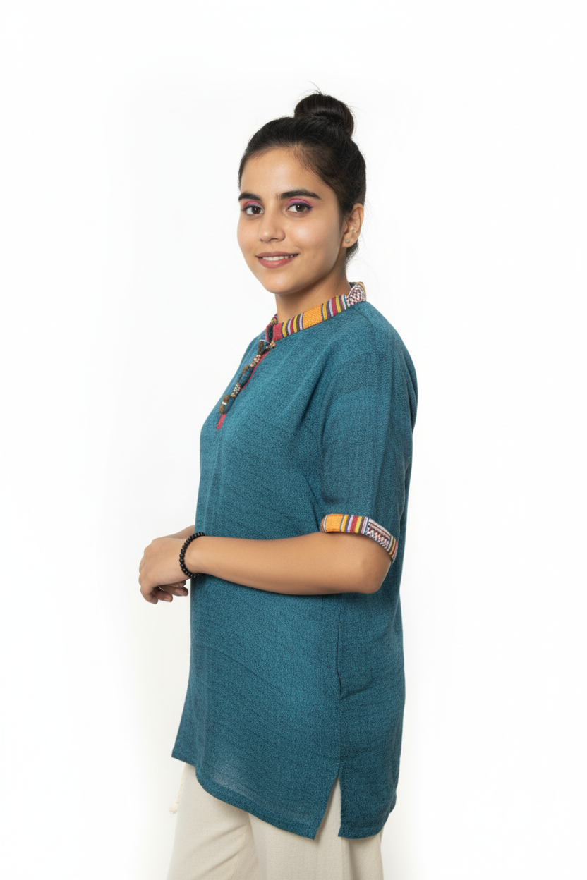 Unisex | Himalayan Patti Khadi Kurta | half sleeve | waist length | plain