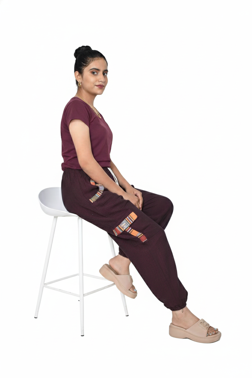 Unisex | Himalayan Patti Khadi Cotton Cargo Pant | side pockets | plain