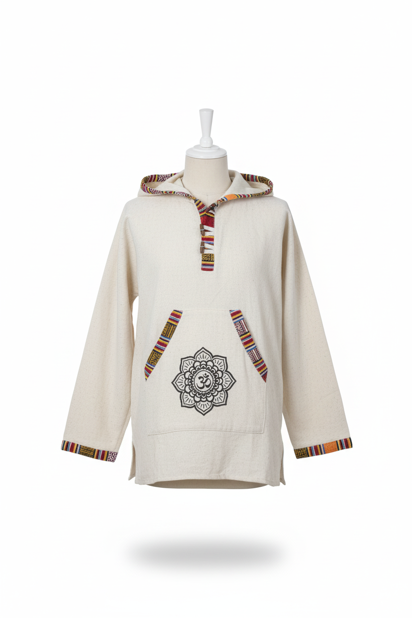 Unisex | Himalayan Patti Khadi Hoodie | kangaroo pocket | block print