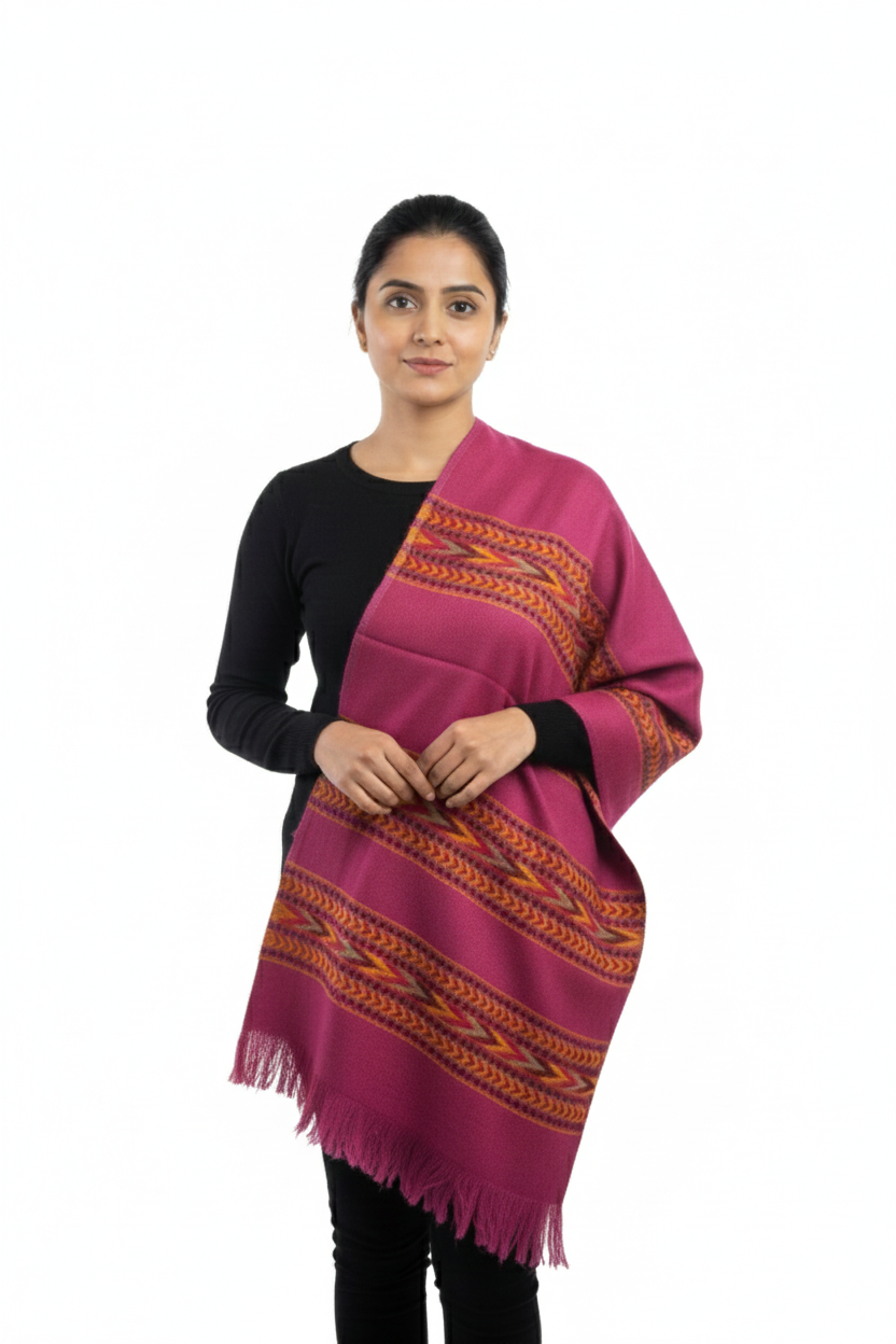 Women | Traditional Kullu Woolen Shawl | GI Tagged | 3-Patti Design | handloom