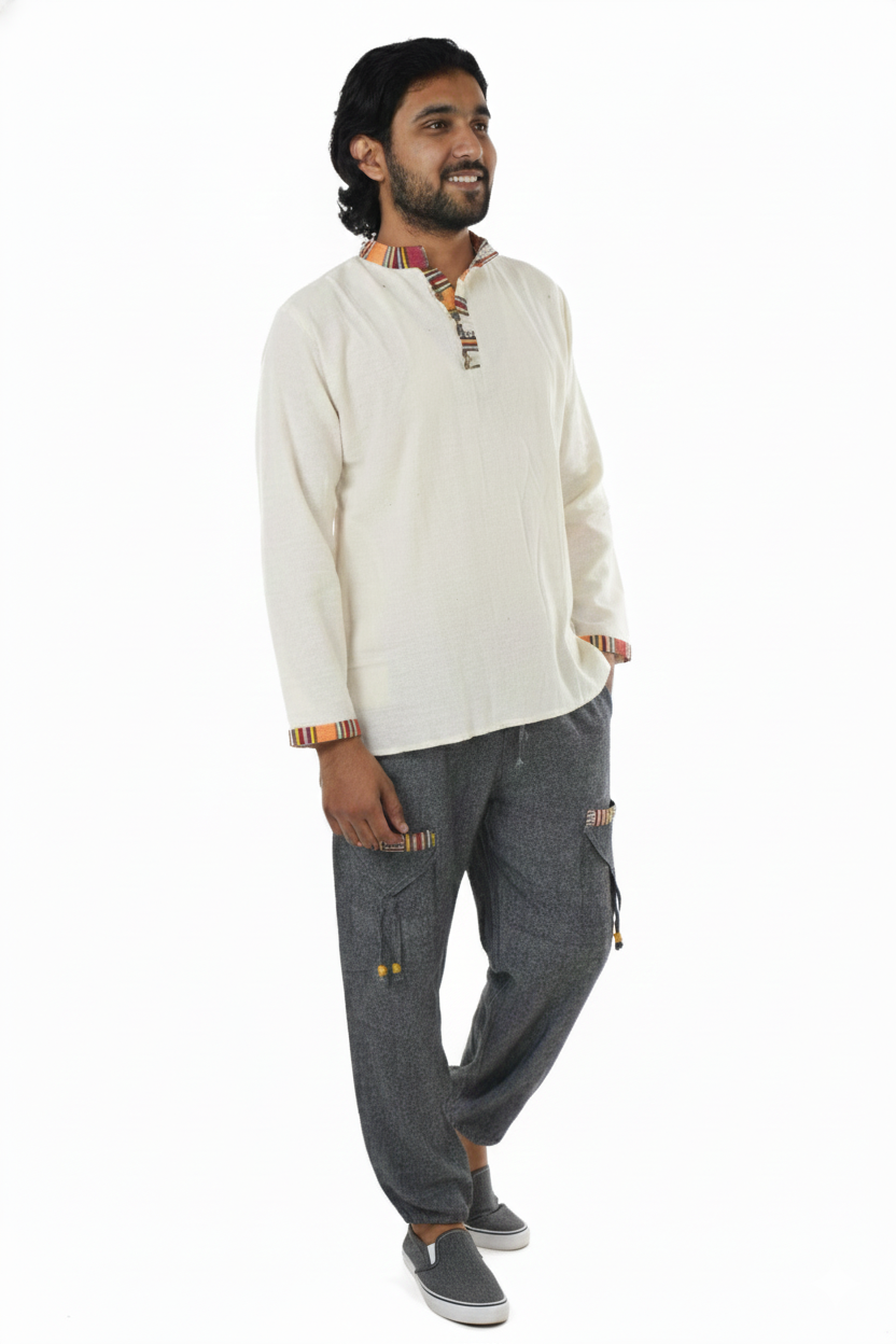 Unisex | Himalayan Patti Khadi Kurta | full sleeve | waist length | plain