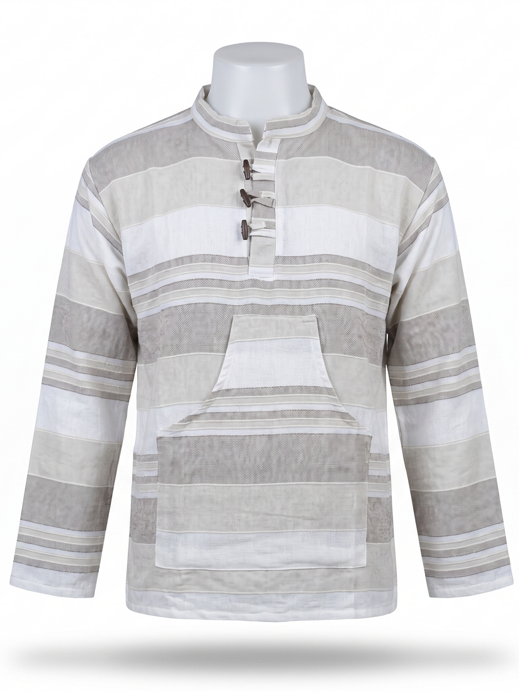 Unisex | Striped Grandad Cotton Shirt | Indian Boho style Kurta | kangaroo pocket | multicolored